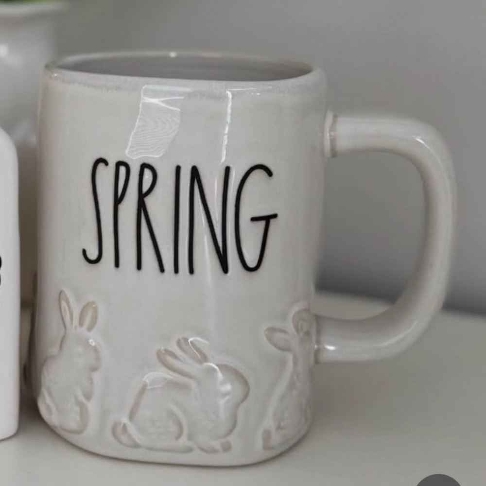 Rae Dunn Cream 'Spring' Mug with Bunny Design